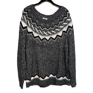 Old Navy Womens Fair Isle Sweater Scoop neck Ski Cozy Warm Sz XXL